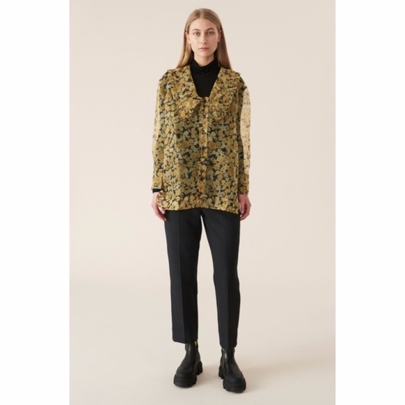 NEW Ganni Organza Shirt Top Flan 34 - Picture 7 of 17
